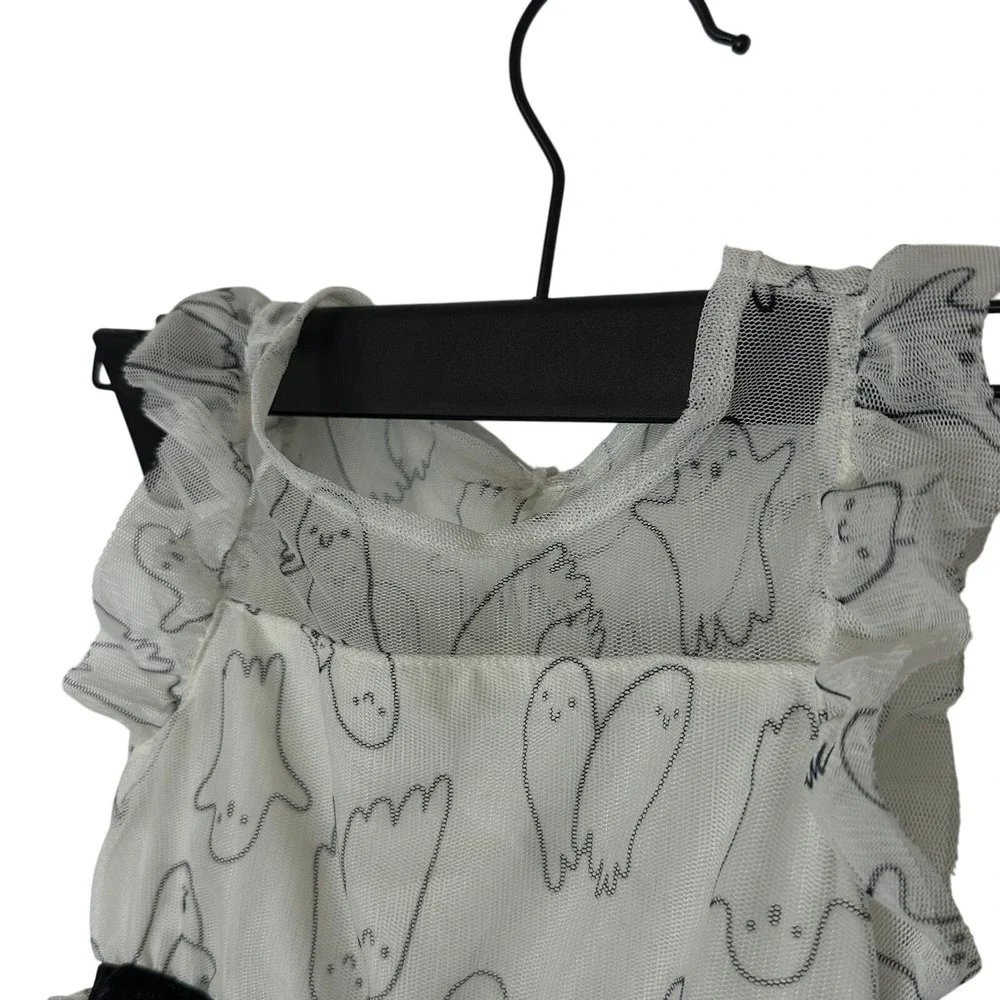 Cat & Jack Toddler Girls Halloween Ghost Print Tulle Dress White 18M NWT